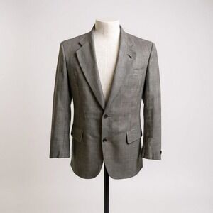Jos. A. Bank Plaid Blazer Grey Black Check Two Button Sport Coat Regular Fit 42R